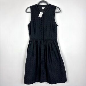 J. Crew Black Sleeveless Eyelet Midi Dress